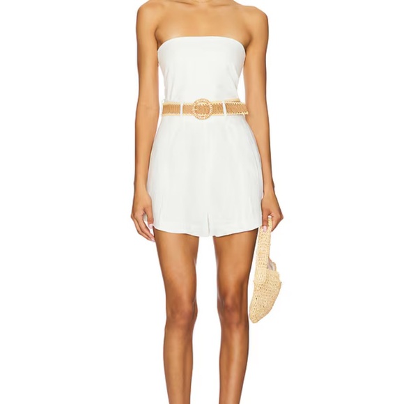 Rhiannon Tuck Short in Ivory With Beige Woven Belt by Zimmermann Size 0 - Picture 3 of 12